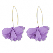 Trendy earrings chiffon flower Lavender-Gold
