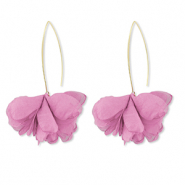 Trendy earrings chiffon flower Mauve Pink-gold