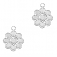 Stainless steel charms flower Silver