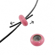 Smart stopper bead enamel 10x4mm Dark Pink