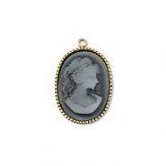 Stainless steel charms Cameo oval Gold-Grey