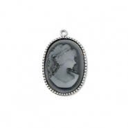 Stainless steel charms Cameo oval Silver-Grey