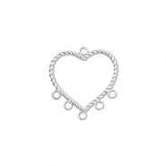 Stainless steel charms heart with 6 eyes Silver