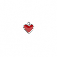 Stainless steel charms heart Silver-Red