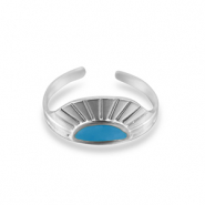 Stainless steel rings fan Silver-Blue