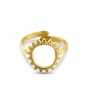 Stainless steel rings flower Gold