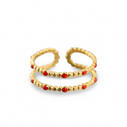 Stainless steel rings dots Gold-Red