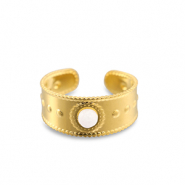 Stainless steel rings pearl Gold-White