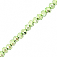 Top faceted beads 4x3mm disc Metallic Green