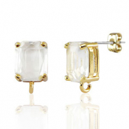 Crystal Glass earrings / earpins with loop rectangle Crystal-Gold