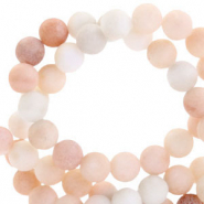 Natural stone beads Quartz 6mm Off white peach opal