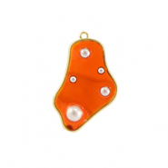 Resin pendants irregular with pearls Gold-Orange-White