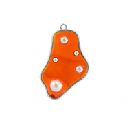 Resin pendants irregular with pearls Silver-Orange-White