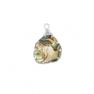 Resin pendants with imitation shell irregular Silver-Ocean Green