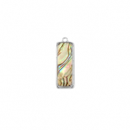 Resin pendants with imitation shell rectangle Silver-Taupe