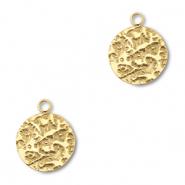 Stainless steel charms round Gold