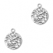Stainless steel charms round Silver