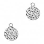 Stainless steel charms round Silver