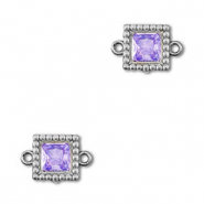 Stainless steel connectors zirconia square Silver-Purple