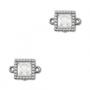 Stainless steel connectors zirconia square Silver-Transparent
