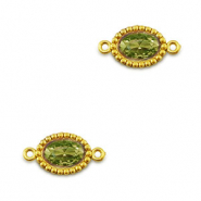 Stainless steel connectors zirconia oval Gold-Lime Green