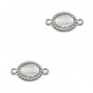Stainless steel connectors zirconia oval Silver-Transparent