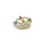Brooches crown Gold-Green-Pink