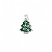 Metal charms zirconia christmas tree Silver-Green