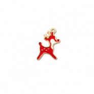 Metal charms reindeer Gold-Red-White