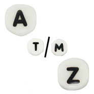 Letter beads ceramic White-Black