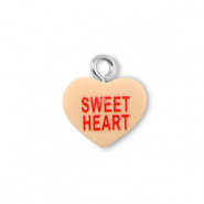 Resin pendants heart "SWEET HEART" Light Orange-Red