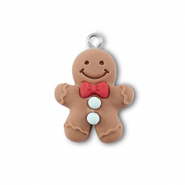 Resin pendants gingerbread man Brown-Red-Blue