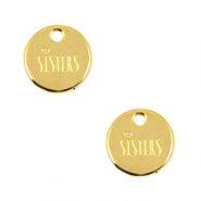 DQ European metal charms "sisters"12mm Gold (nickel free)