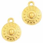 Round DQ metal charms 11x9mm Gold (nickel free)