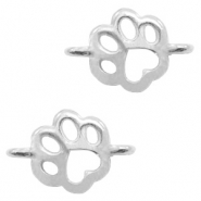 DQ European metal charms connector dog paw Antique Silver (nickel free)