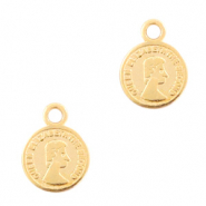 DQ European metal charms coin 8mm Gold (nickel free)
