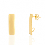 Stainless steel earrings / earpin rectangle with loop Gold