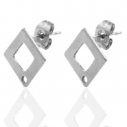 Stainless steel earrings rhombus Silver