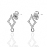 Stainless steel earrings rhombus Silver