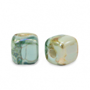 DQ greek ceramic beads cube 7mm Turquoise