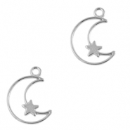 DQ European metal charms moon and star Antique Silver (nickel free)