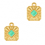 DQ European metal charms square Gold-Veraman Blue (nickel free)