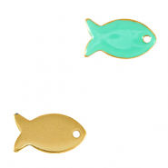 DQ European metal charms fish Gold-Veraman Blue (nickel free)