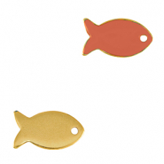 DQ European metal charms fish Gold-Coral Red (nickel free)