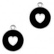 DQ European metal charms heart Antique Silver-Black (nickel free)