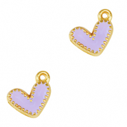 DQ European metal charms heart Gold-Lavender Purple (nickel free)