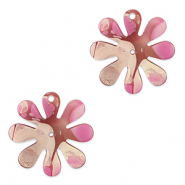 Statement charms flower 25mm Magenta Marble
