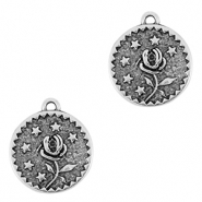 DQ European metal charms flower Antique Silver (nickel free)