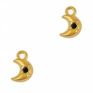 DQ European metal charms moon Gold-Black (nickel free)