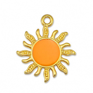 DQ European metal charms sun Orange-Gold (nickel free)